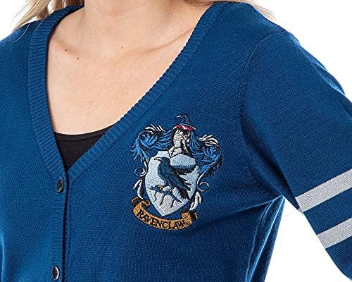 Harry Potter Womens Ravenclaw Open House Front Cardigan Juniors Knit Sweater