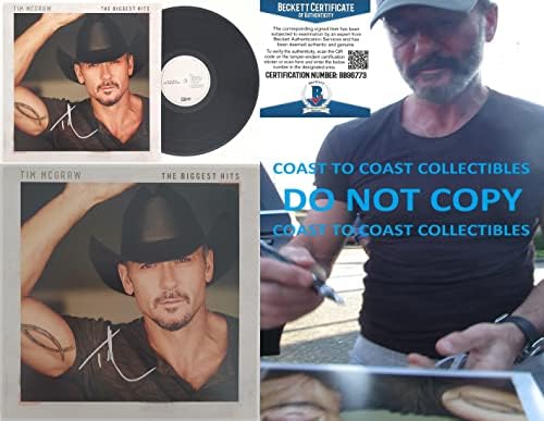 Tim Mcgraw подписа с автограф албум най-големият Хит vinyl плоча proof Beckett COA Star