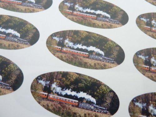 Minilabel Pack of 30 Steam Train 51X25mm Oval Seal Labels, Стикери за занаяти, накити, подарък опаковки, подаръци, пликове, торбички или картички