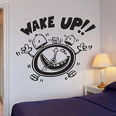 V-studios Wall Stickers Wake Up Alarm Clock Decor Bedroom for Kids Room Рибка Decal i898