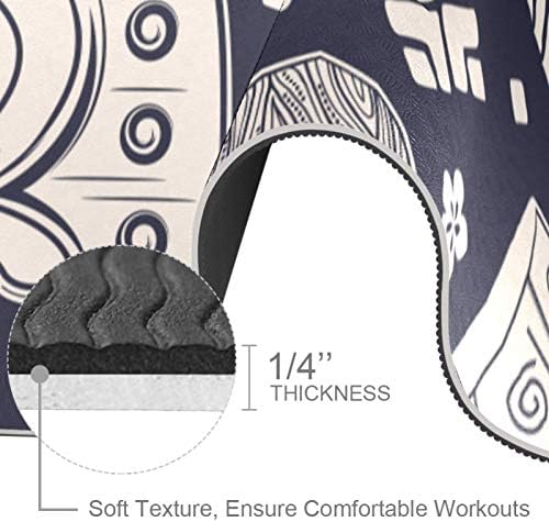 Unicey Aloha Tiki Pattern Yoga Mat Дебели Нескользящие Постелки за Йога за Жени и момичета, Подложка за упражнения Меки