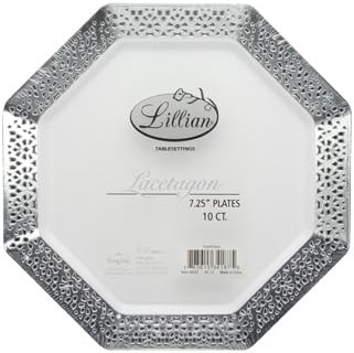 Пластмасови чинии Lillian Tablesettings-11 Опаковки от 10 плочи Lacetagon, 11, Перлено-бял