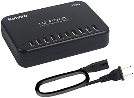 Зарядно устройство, USB 10-Port 120W, Многопортовый USB кабел за зареждане Hub 24A Настолна Електростанция за iPhone X/8/7/6S/6