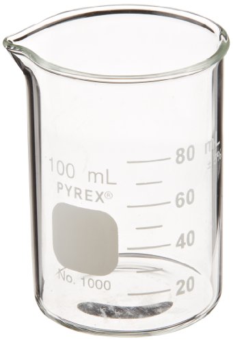 Corning Огнеупорно Griffin Glass Low Form Borosilicate Beaker, Интервал градуировки 10 мл, Капацитет 100 мл, Обхват градуировки