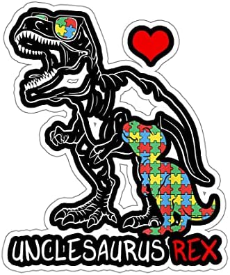 Мъжки Unclesaurus Rex Аутизъм Информираност Autistic Kids Бащи Ден Sticker - Забавно Стикер За Лаптоп, Walldecor