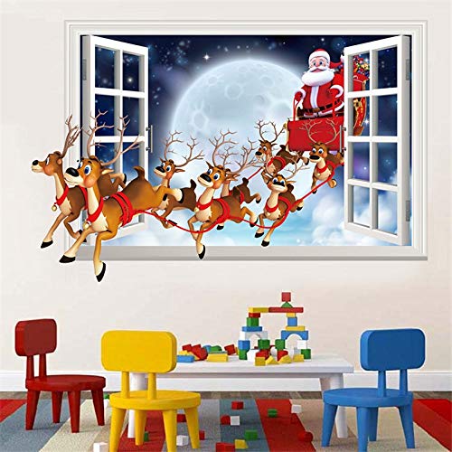 Дядо Коледа на Шейна Елени 3D Стикери За Стена, Стенни Изкуство Хол, Спалня Декор
