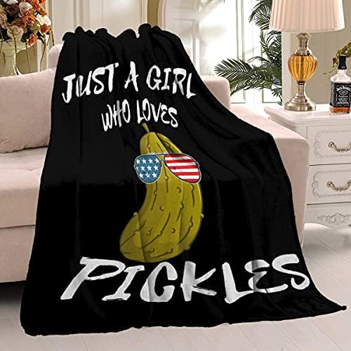 Just Girl Обича Pickles Blanket Хвърли Микрофибър Flannel Super Soft Cozy Lightweight Summer Quilt Perfect for Sofa Bed-40x30