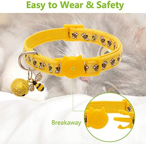 EXPAWLORER Cat Collar - 2 Pack Сладко Bee & Ladybird Pattern Регулируеми Маншети Breakaway с Камбана