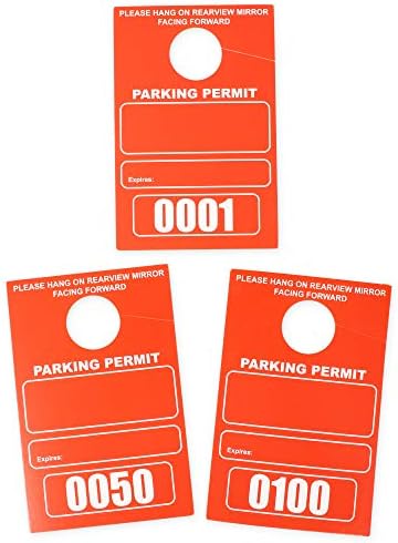 Временно подвесное парко-на разрешение за управление на паркинг, стая 1-100 (3,15 х 4,75 инча, неоново-червен)