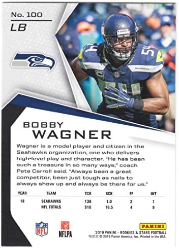 2019 Начинаещи и звезди на футбола 100 Боби Вагнер Seattle Seahawks Официалната търговска картичка Панини NFL