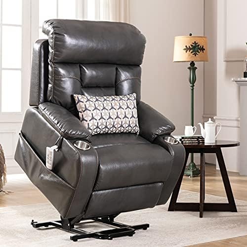 J&L Furniture Power Lift Chair with Three OKIN Electric Motor Lift Recliner Chair for Elderly with Lumbar Support Lays