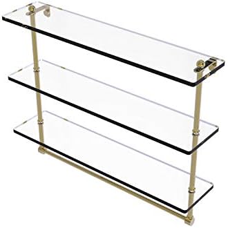 Allied Brass RC-5/22TB 22 Inch Triple Tiered Integrated Towel Bar Glass Срок, Unlacquered Brass