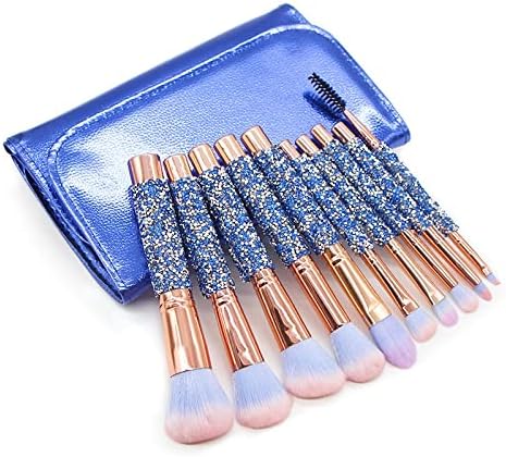 FENXIXI 10pcs Diamond Makeup Brushes Set Glitter Лъскава Crystal Brush with PU Bag Foundation Blush Kit (Цвят : A)