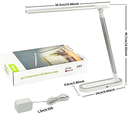 HDTIME-Настолна Лампа с USB Порт за зареждане, 3 Режима на Осветление,3 Нива на Яркост, Настолна Лампа, Сензорно Управление, Регулируем Led Розова Настолна Лампа за Четене,?