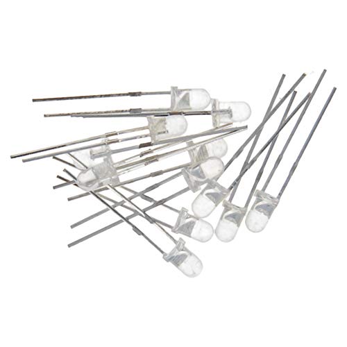 Bettomshin 120Pcs 3 мм Dia 2 PIN LED Light Diodes, Diffused Round Head 20 ma Bulb Lamps Electronics Components for Science