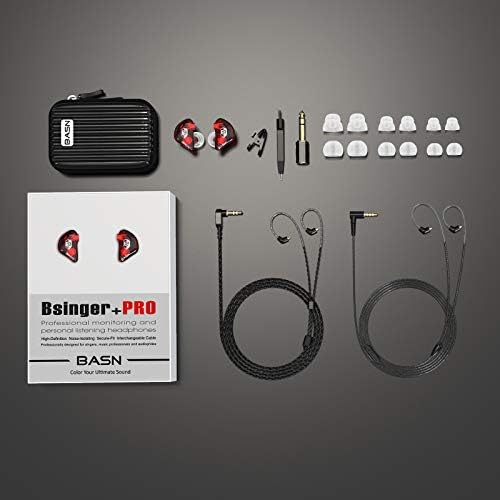 BASN Bsinger PRO in-Ear Монитори Хибридни Динамични Двойни Драйвери Два сменяеми кабела MMCX Музиканти ушите Слушалки (червен)