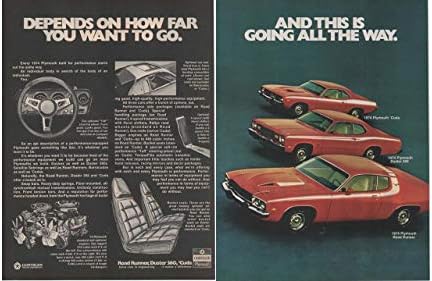 Обява във вестник: 1974 Plymouth Barracuda-Duster 360-Road Runner, двигатели 318 360 и 440 V-8, зависи от това, колко