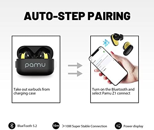 Безжични Слушалки Pamu Z1 е с Активно Шумопотискане Bluetooth 5,2 с Два Микрофона ANC 4 ENC, ушите с Зарядно калъф Hi-Fi Звук, Режим на игра с ниска латентност, Сензорно управление (