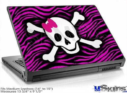 Кожата на лаптоп (средна) - Розов череп на зебра