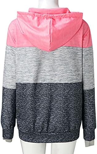 Nulairt Блузи за Жени Drawstring Качулки Цвят Блок Ежедневното Пуловер С Качулка Върховете на Коригиращи Модерен Пуловер, Жилетка Върховете на Коригиращи