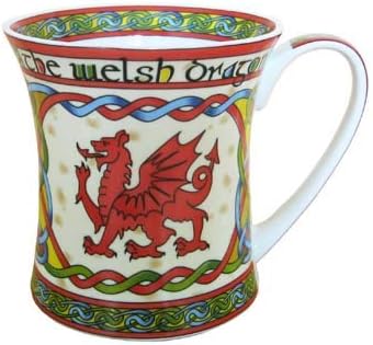 Royal Tara Set of 2 Welsh Dragon Coffee Mug Cymru - Уелс Келтски Дизайн Нова Чаша От Костен Порцелан, Керамика - 11 грама