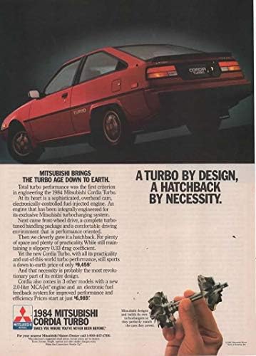 Комплект от 2 оригинални списания, печатни реклами: 1984 Mitsubishi Cordia Hatch Coupe,Турбо дизайн, хетчбек, който има