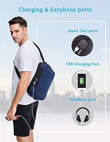 Schkleier Sling Bag USB Anti-theft Laptop Backpack, 13.3 Инчов Casual Chest Shoulder Daypack for Men and Women