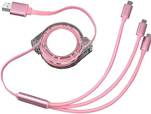 AOOF Многоцветен USB-кабел за зареждане, Прибиращ се Мультизарядный кабел-адаптер Три в едно с конектор Micro USB тип Mini-C, който е Съвместим с мобилни телефони и планшетами