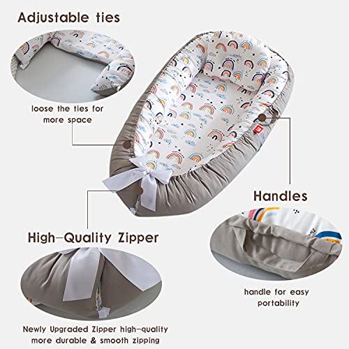 Baby Nest Snuggle New Baby Born Кресло Baby Nest with Pillow,Litl Spirit Cotton Baby Bed, Bowknot Infants Crib, Bassinet