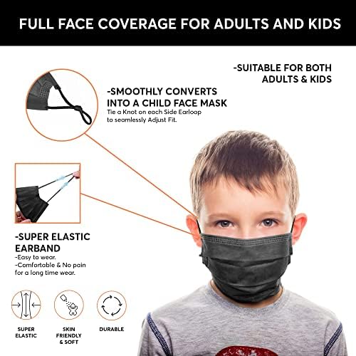 (500-Pack) Face Mask Bulk Face Masks маски за Еднократна употреба Bulk Masks - 10 кутии (500 маски) 3-слойный Черно Earloop