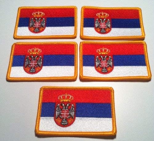 5 Сръбски Флаг на Сърбия Пластир с плетене на една Кука и Линия Патриотичен Пътуване Морал Златна Граница на MC Biker