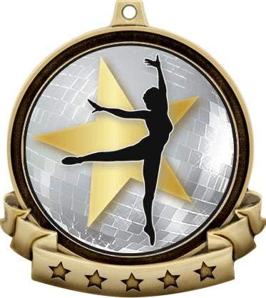 Танцови медалите - 2.5 Златна балетна Танцова Награда медал Включва Червена, Бяла и Синя Шейную Лента, Great Dance Girls