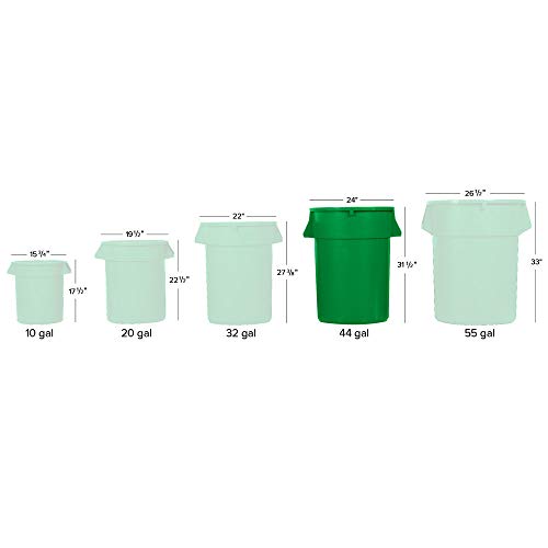 5 Pack! 176 Кв.. / 44 литра / 166 Зелен през Цялата ингредиентный резервоар / Търговска кофа за боклук с капак и каруца. Кофа за боклук Кухненско Кофа за Боклук Кошче За Отпадъ