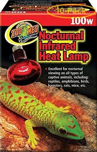 Zoo Med Нощен Инфрачервена Топлинна лампа от 100 Вата - Опаковка от 10 броя