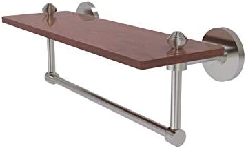 Allied Brass SB-1TB-16-IRW South Beach Collection 16 Inch Solid IPE Ironwood Integrated Towel Bar Wood Срок, Сатен Nickel