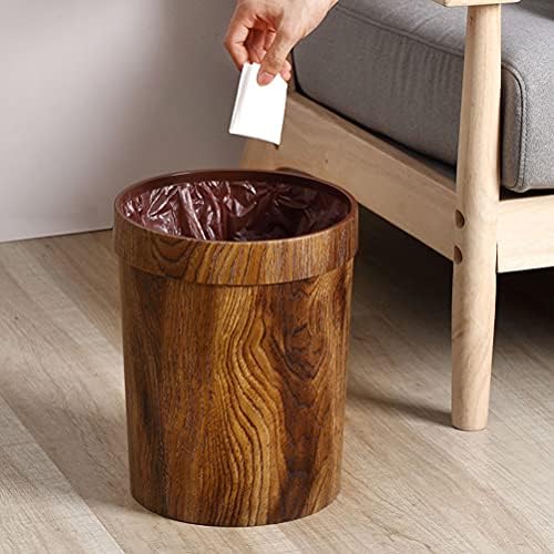 IMIKEYA Дървена кофа за Боклук Бамбук кофа за Боклук Ретро кофа за Боклук Кошчето Кошчето за Домашния Офис Бани Прахово Стая