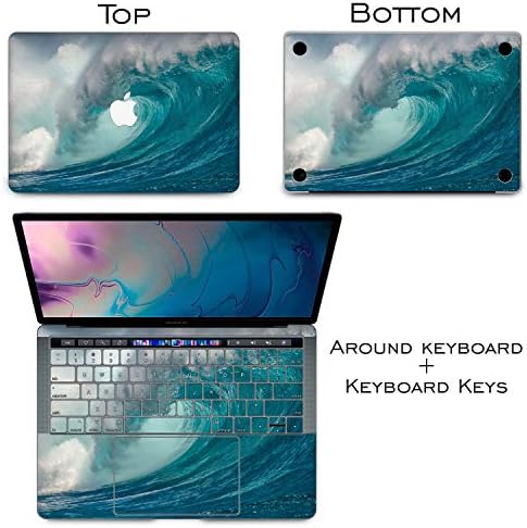 Cavka Vinyl Стикер Замяна на Кожата за MacBook Pro 16 Pro M1 14 Max Air 13 2020 Retina 2015 Mac 11 Mac 12 Ocean Tides Sea Blue Cover Уникален Дизайн Стикери За Лаптоп Сърф Печат Вълна от Природата