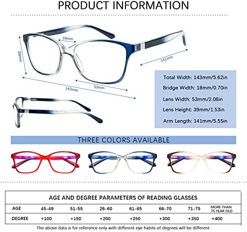 Постепенно Мультифокусные Очила за Четене 3 Pack Blue Light Blocking Multifocal Readers за Жени, Мъже с тръба на шарнирна