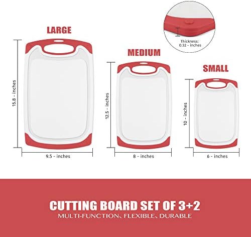 Fotouzy Extra Large Cutting Board Set of 3 and 2 Pcs Clear Cutting Plastic Boards, BPA Free, Миялна машина, Дебели Дъски,