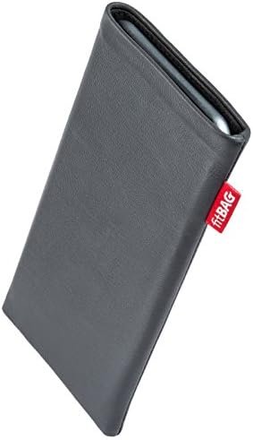 fitBAG Beat Сив Обичай Ръкав за Motorola Moto X Play. Тънка кожена чанта Nappa с Вградена подплата от микрофибър за почистване на дисплея