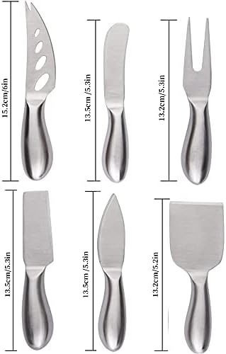 Пълен Комплект Ножове за Сирене от 6 части Slicer Кътър Fork Spreading Knife Tool Колекция, От Неръждаема Стомана Rosegold