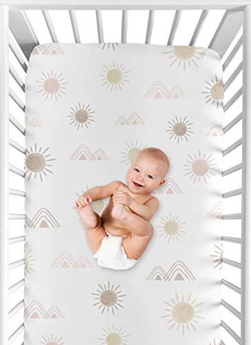 Sweet Jojo Designs Boho Desert Sun Момиче Fitted Crib Sheet Baby or Toddler Bed Nursery - Pink Blush Mauve Gold Taupe
