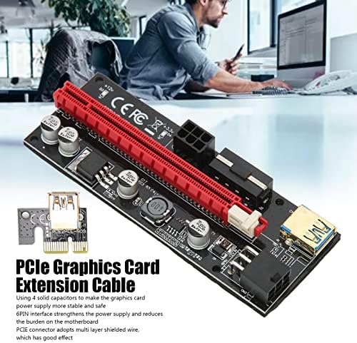 PCIE 1X to 16X Странично Card, Mining Graphics Card PCIe Странично 6 PIN Interface Fixed Buckle Design for Win7 for Win