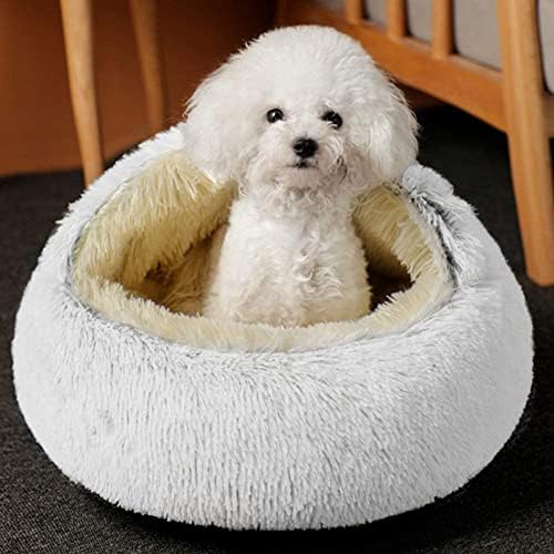 La La Пет® Modern Пет Soft Plush Burrowing Cave Faux Fur Cuddler Round Cat Bed Самостоятелно Warming Autumn Winter Indoor