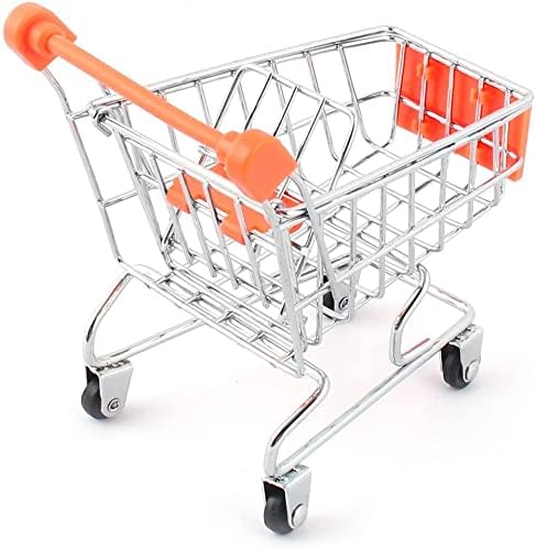 EuisdanAA Метални Домакински Настолен Мини-Количка За пазаруване Количката За съхранение на Контейнери Orange(Mini carro