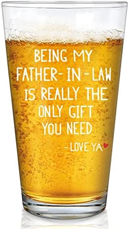 NatuBeau Being My Father-in-Law is Really the Only gift You Need Beer Glass 15oz, Christmas Gift Birthday Gift Father