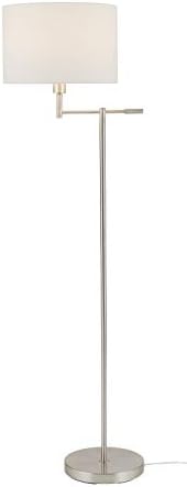 Brand – Ravenna Home 67756 - Ravenna Home Single-Light Swing Arm под лампа с Бяло ленено абажуром, led крушки в комплект,