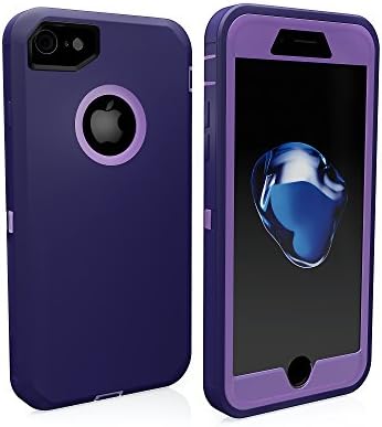 Калъф за iPhone 7, Калъф за iPhone 8, ToughBox [Серия броня] [Удароустойчив] [Лилаво | purple] за Apple iPhone 7/8 Case [Вграден протектор на екрана] [Кобур и клип за колан] [Подходящ за захващан?