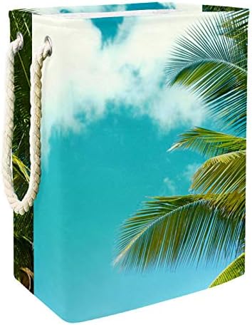 Тропически Плаж Палмова Лист Кошница за Дрехи Вградена Подплата с Подвижни Скоби Кошница за Дрехи с Дръжки