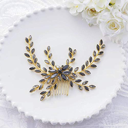 Asooll Bride Wedding Hair Comb Flower Bridal Head Клип на Кристал Crystal Headpiece for Women and Girls(Gold)